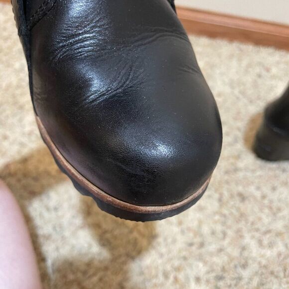 Sorel Size 7 Fiona Wedge Lux Leather Ankle Boots Black Pull On - Picture 14 of 16